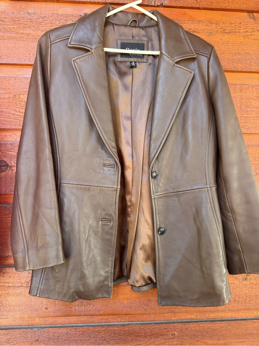 Basic Editions Brown Leather Blazer Jacket
